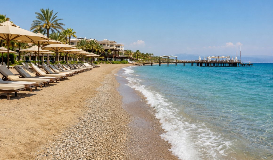 Ce tip de plajă găsești la resortul Xanadu din Belek - nisip sau pietriș?