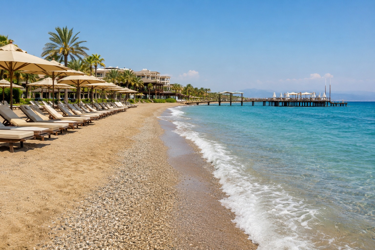 Ce tip de plajă găsești la resortul Xanadu din Belek - nisip sau pietriș?